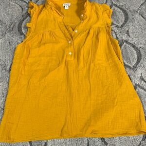 J. Crew Mustard Ruffle Sleeve Blouse